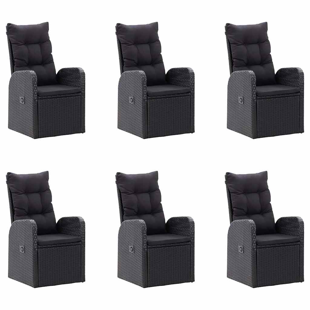 7 Piece Garden Dining Set Black
