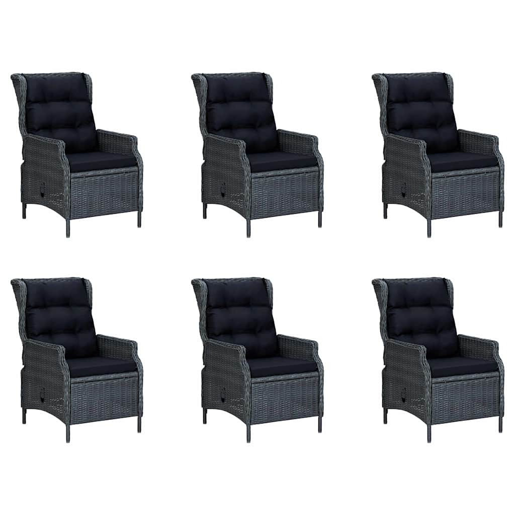 7 Piece Garden Dining Set Dark Grey