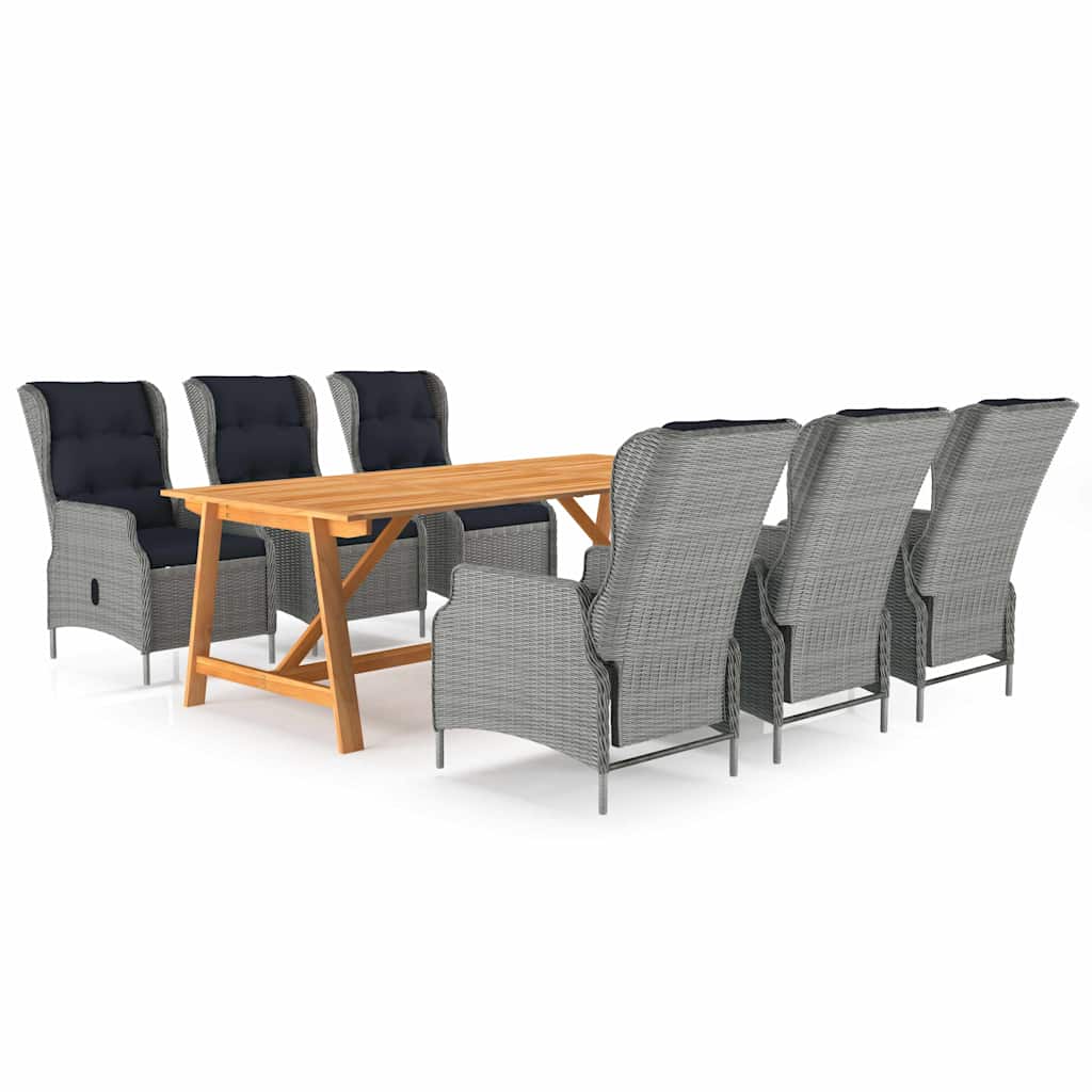 7 Piece Garden Dining Set Light Grey