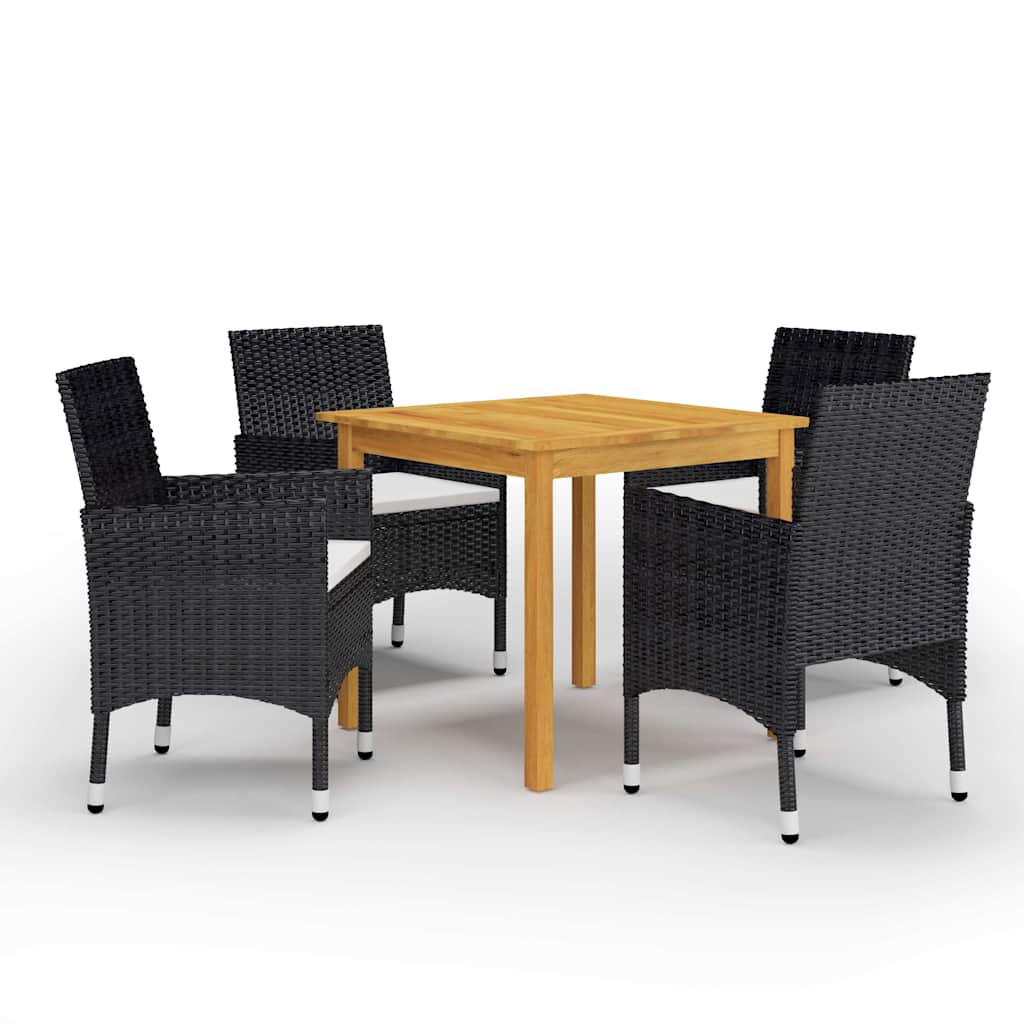 5 Piece Garden Dining Set Black