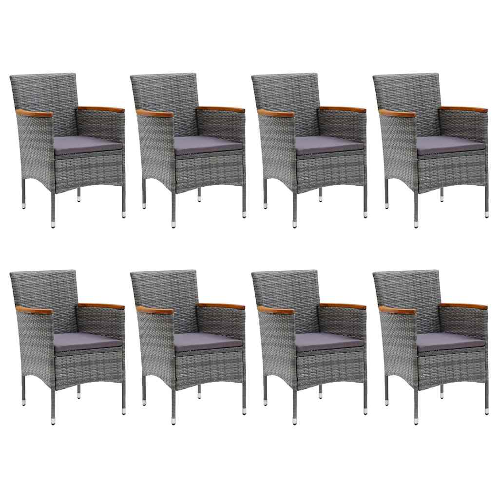 9 Piece Garden Dining Set Grey