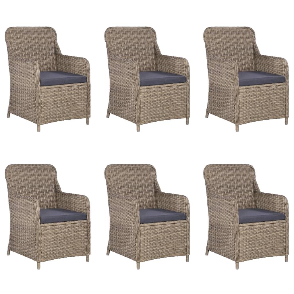 7 Piece Garden Dining Set Brown