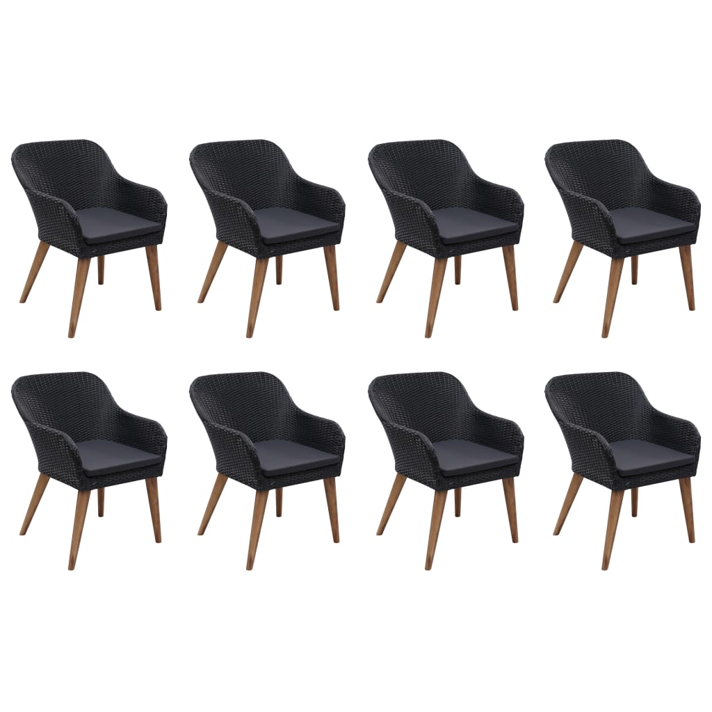 9 Piece Garden Dining Set Black