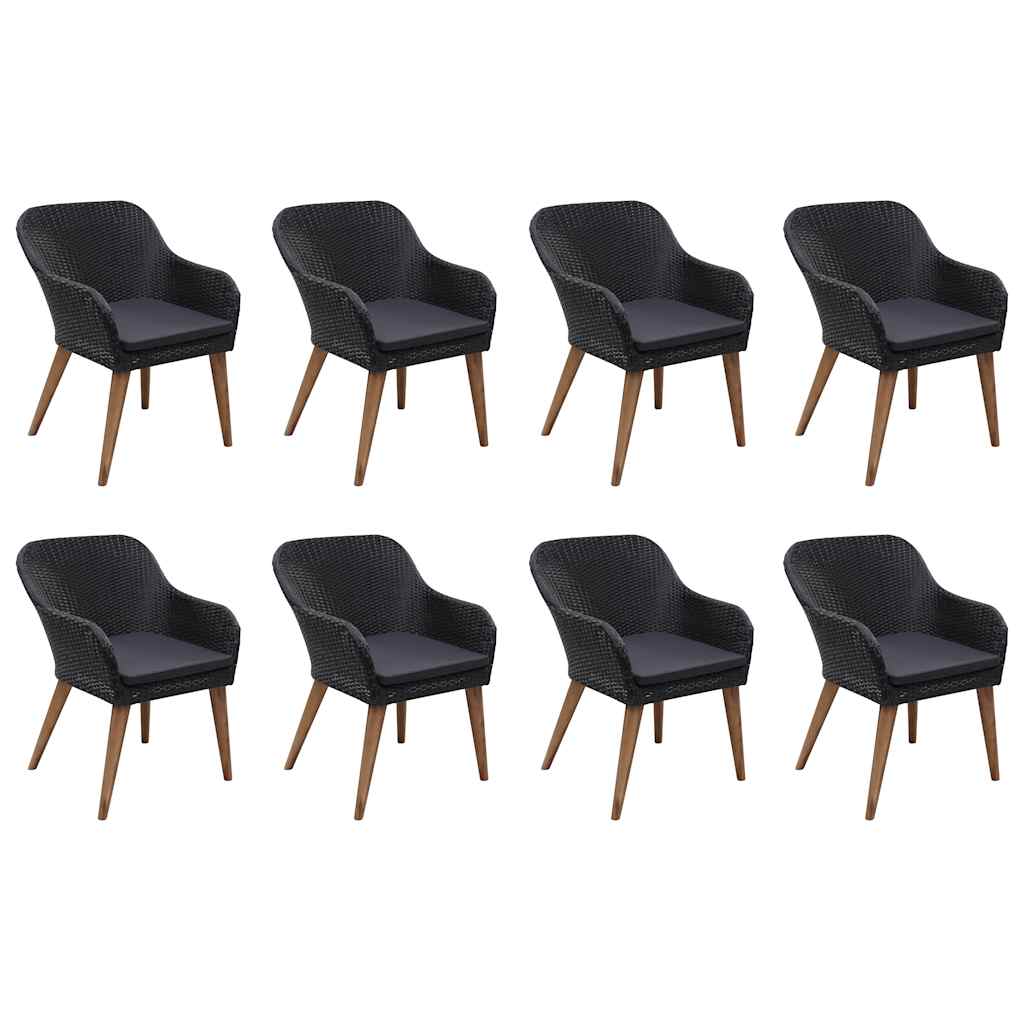 9 Piece Garden Dining Set Black