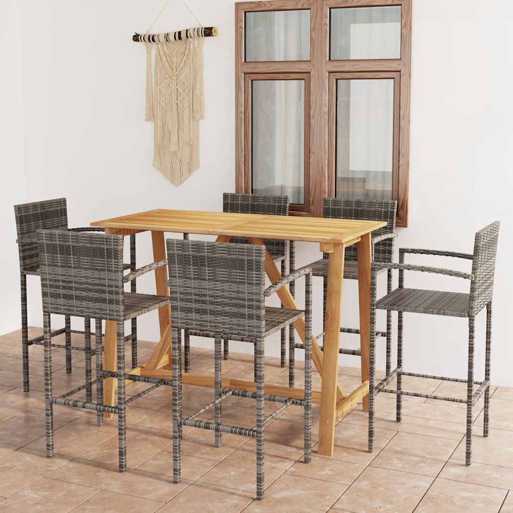 7 Piece Garden Bar Set Grey