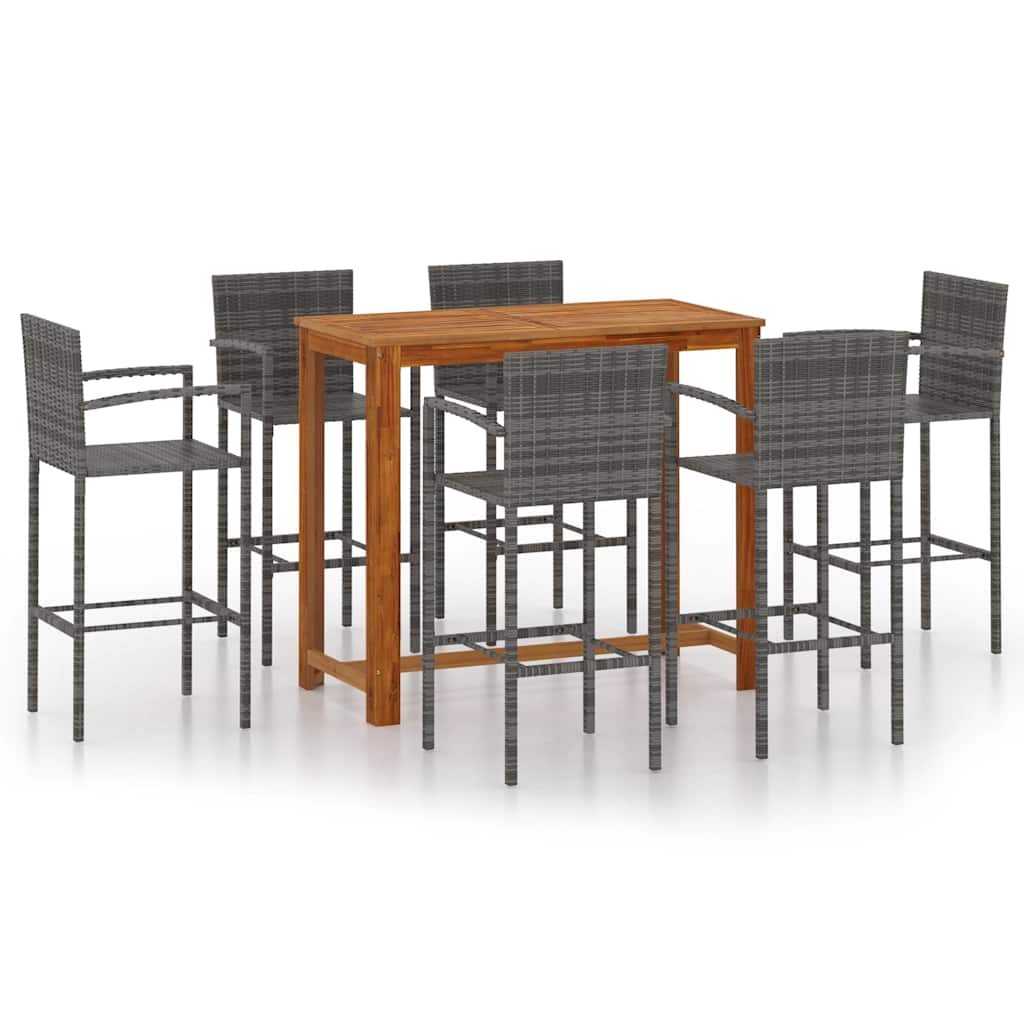 7 Piece Garden Bar Set Grey