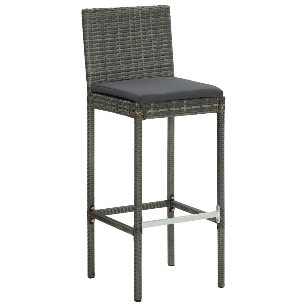 9 Piece Garden Bar Set with Cushions Grey