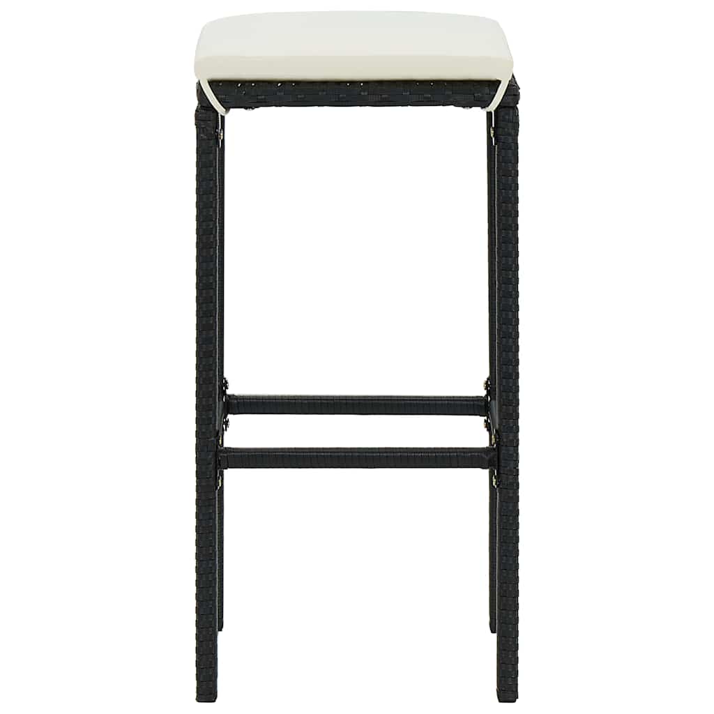 7 Piece Garden Bar Set with Cushions Black