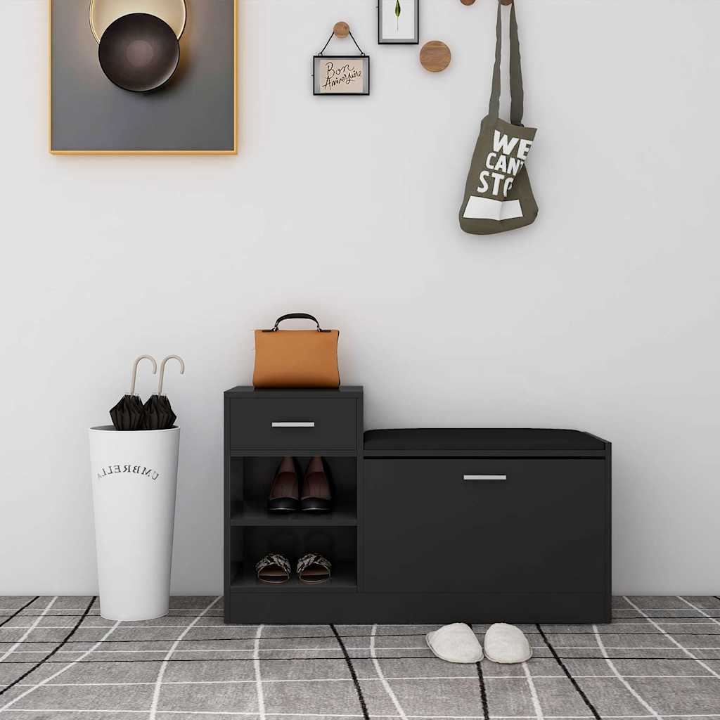 Shoe Bench Black 94.5x31x57 cm Engineered Wood
