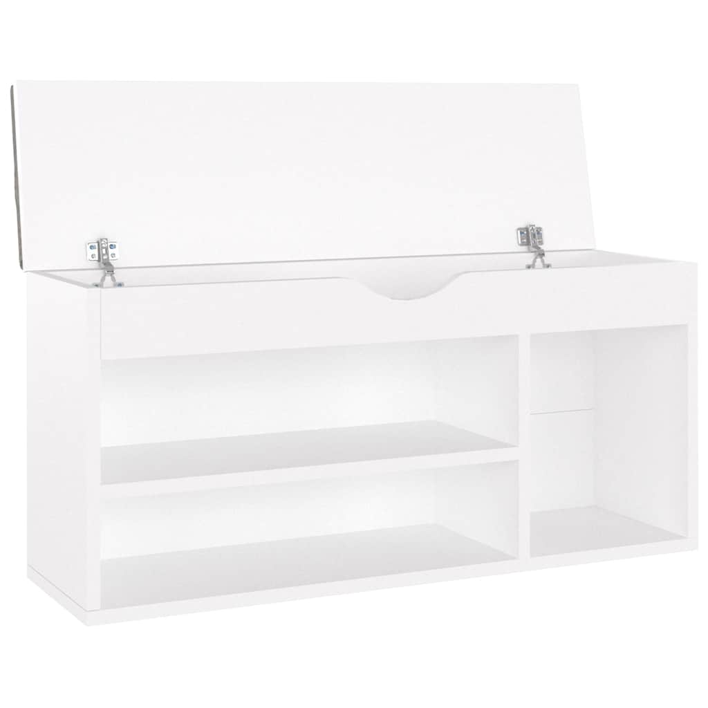 Shoe Bench with Cushion White 104x30x49 cm Engineered Wood