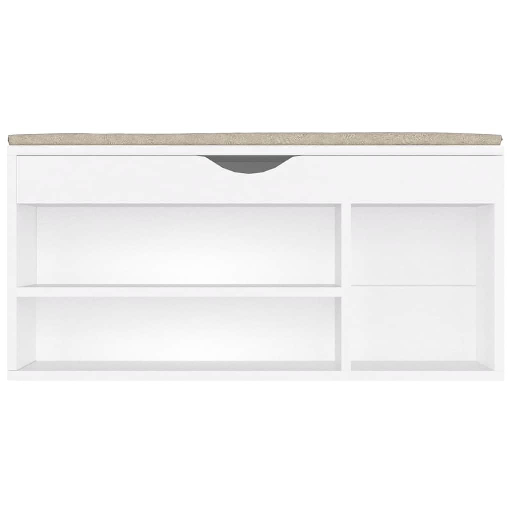 Shoe Bench with Cushion White 104x30x49 cm Engineered Wood