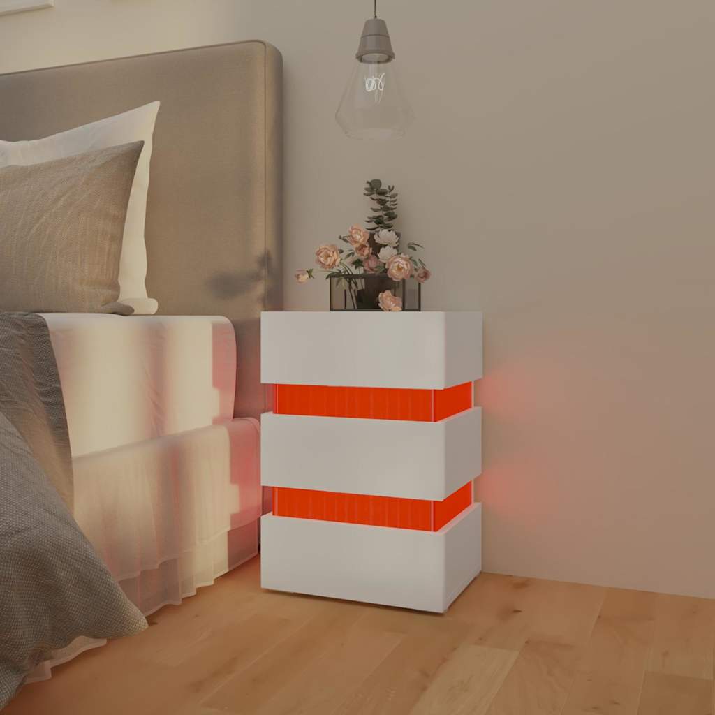 LED Bedside Cabinet White 45x35x67 cm Engineered Wood
