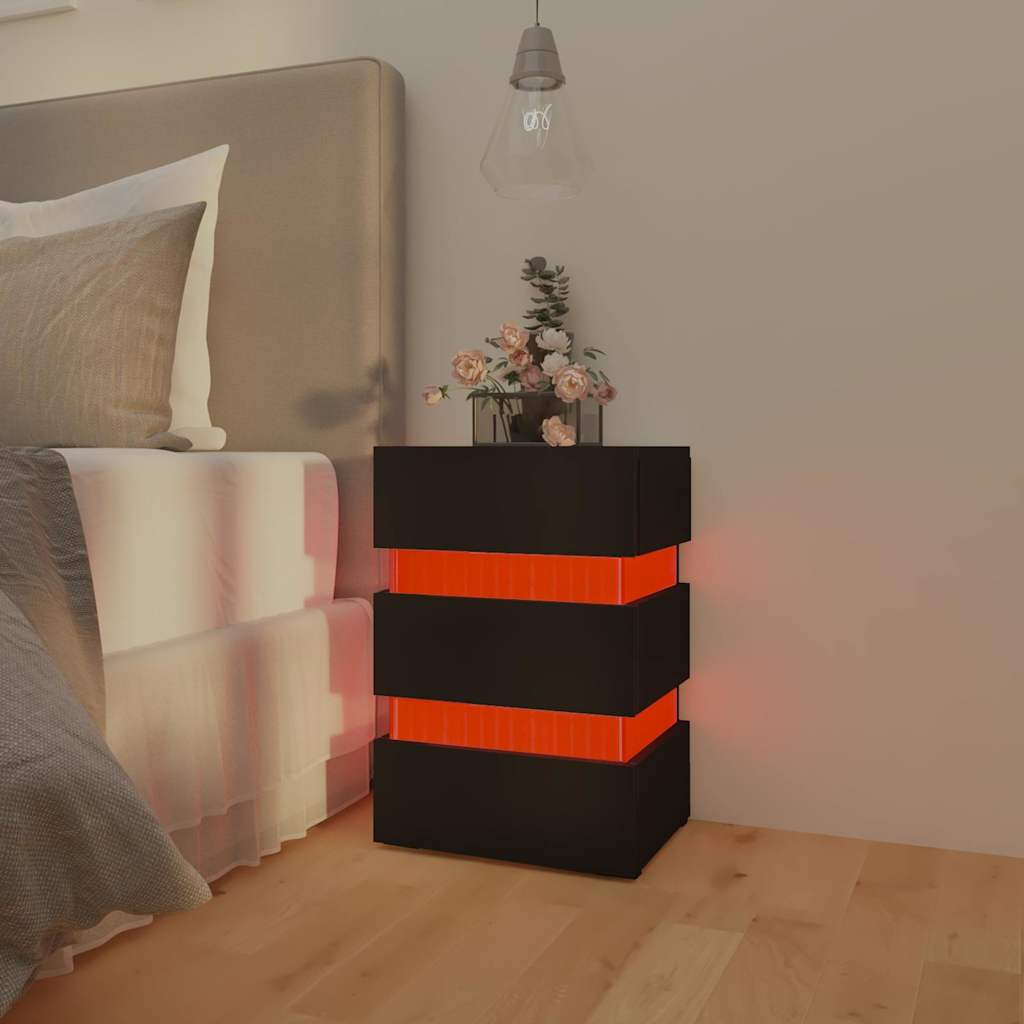 LED Bedside Cabinet Black 45x35x67 cm Engineered Wood