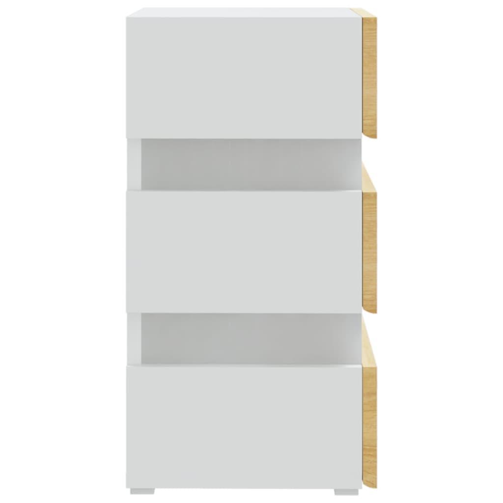 LED Bedside Cabinet White and Sonoma Oak 45x35x67 cm