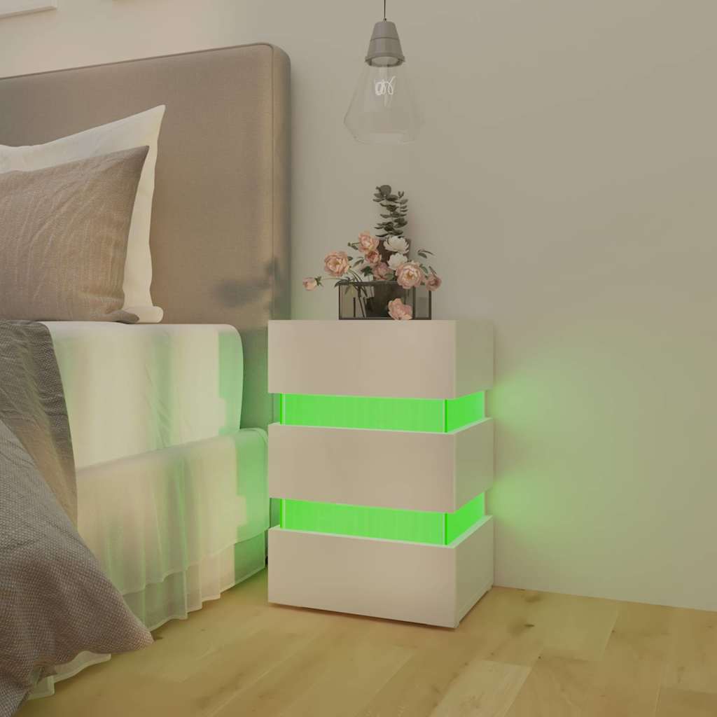 LED Bedside Cabinet High Gloss White 45x35x67 cm Engineered Wood