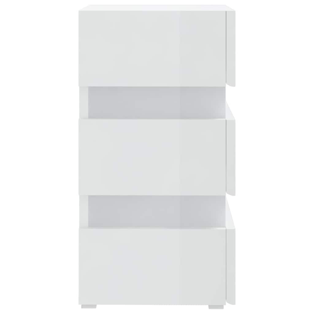 LED Bedside Cabinet High Gloss White 45x35x67 cm Engineered Wood