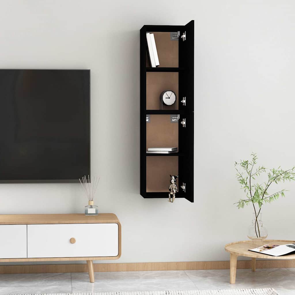 TV Cabinets 2 pcs Black 30.5x30x60 cm Engineered Wood