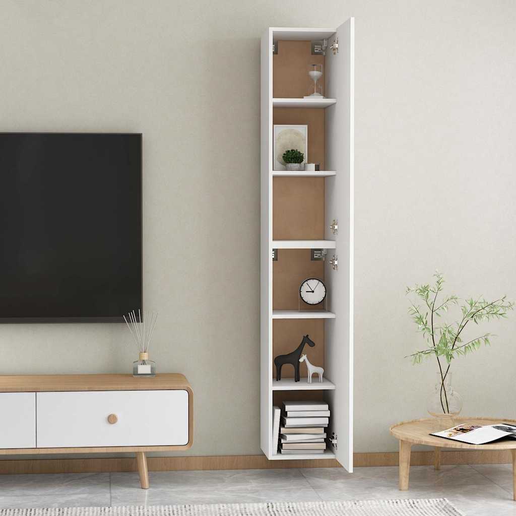 TV Cabinets 2 pcs White 30.5x30x90 cm Engineered Wood