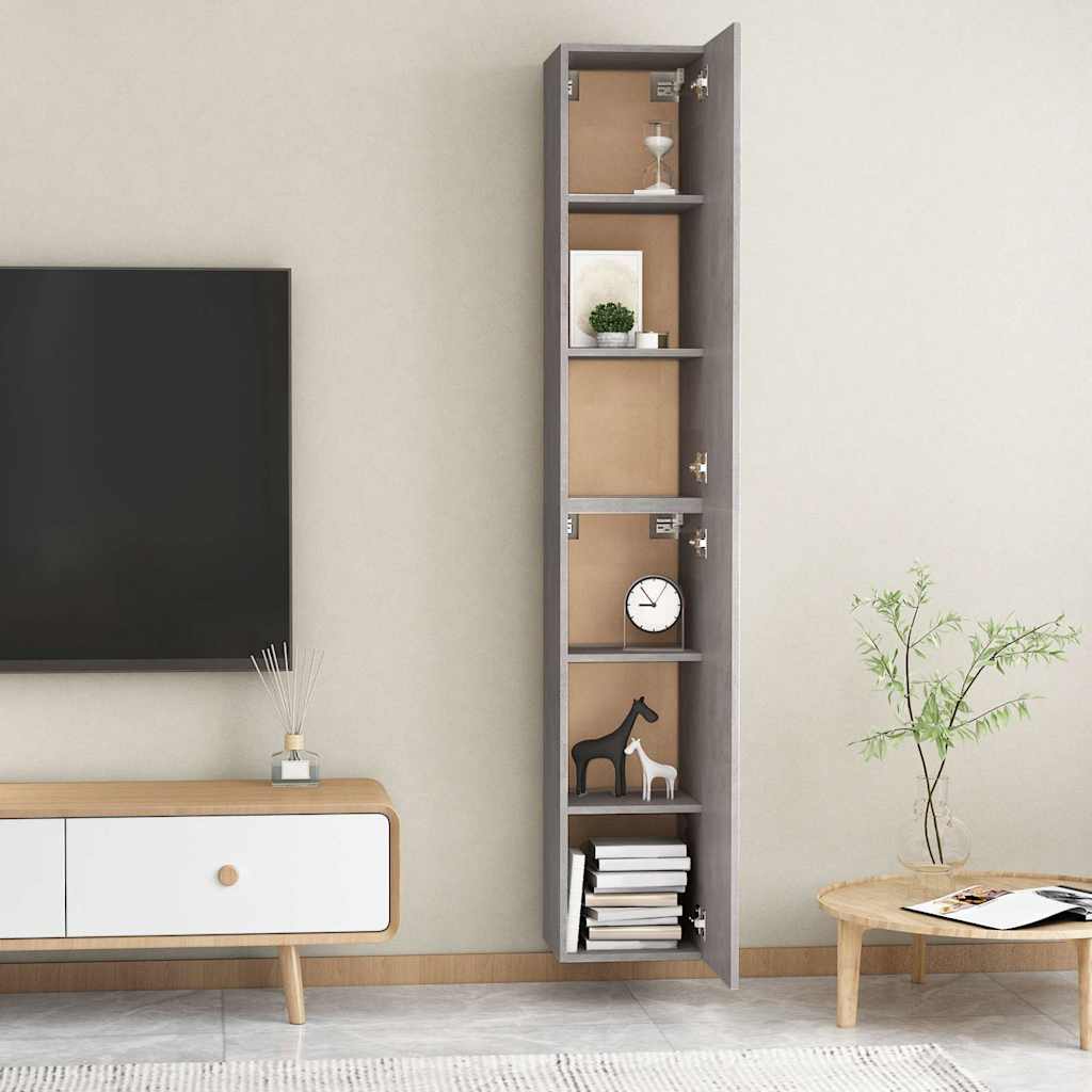 TV Cabinets 2 pcs Concrete Grey 30.5x30x90 cm Engineered Wood