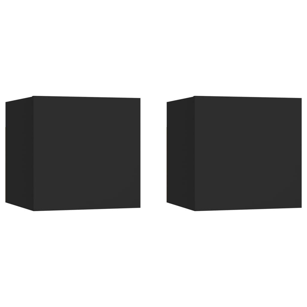 Wall Mounted TV Cabinets 2 pcs Black 30.5x30x30 cm