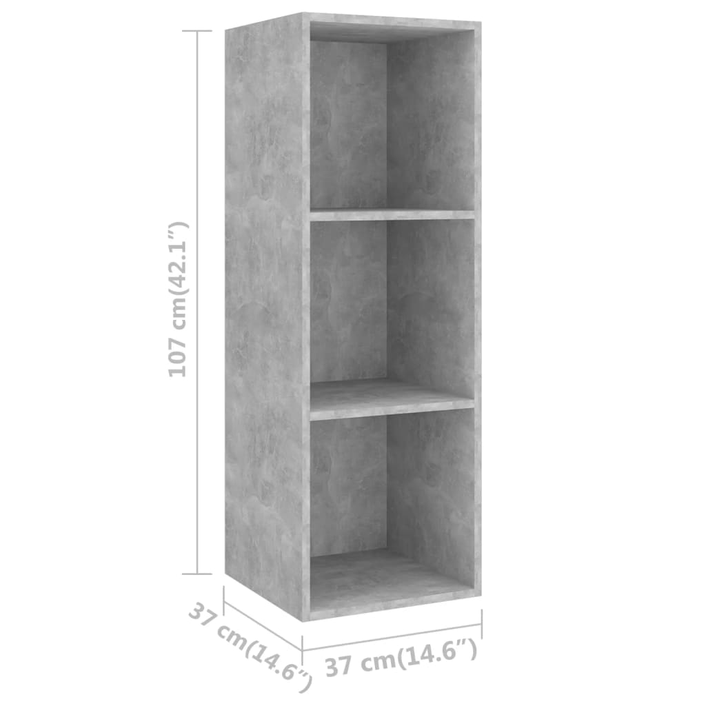 Wall-mounted TV Cabinet Concrete Grey 37x37x107 cm