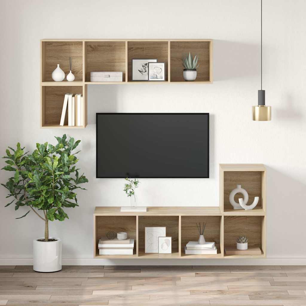 Wall-mounted TV Cabinet Sonoma Oak 37x37x142.5 cm