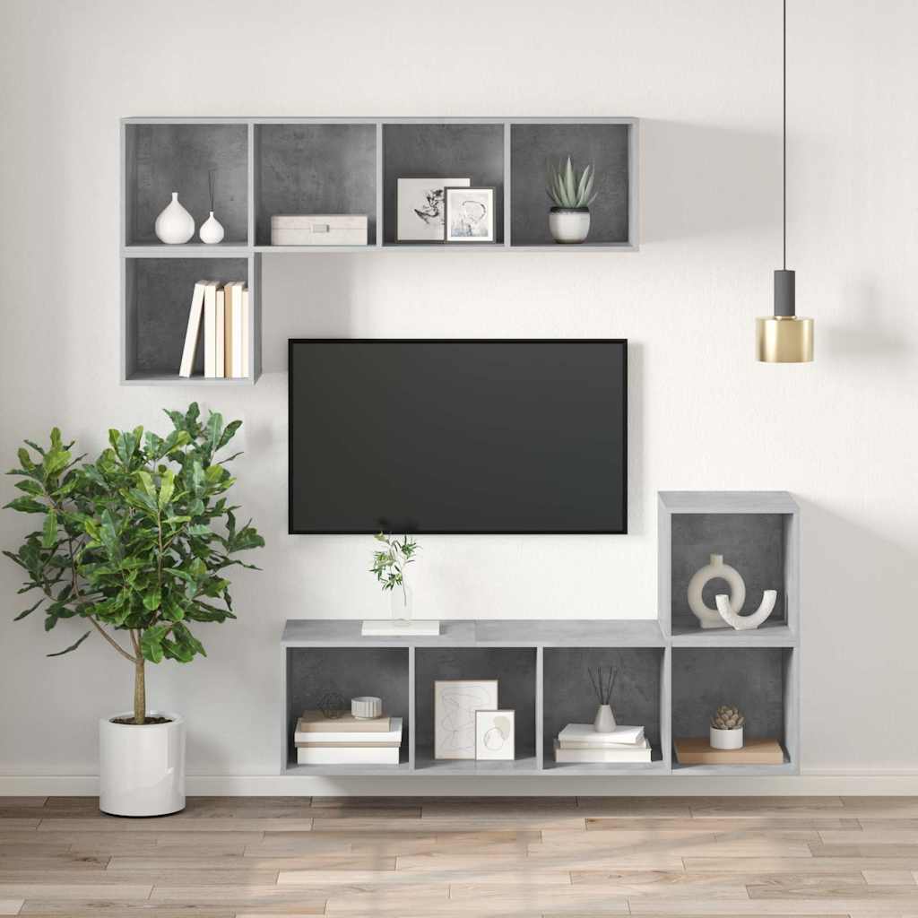 Wall-mounted TV Cabinet Concrete Grey 37x37x142.5 cm