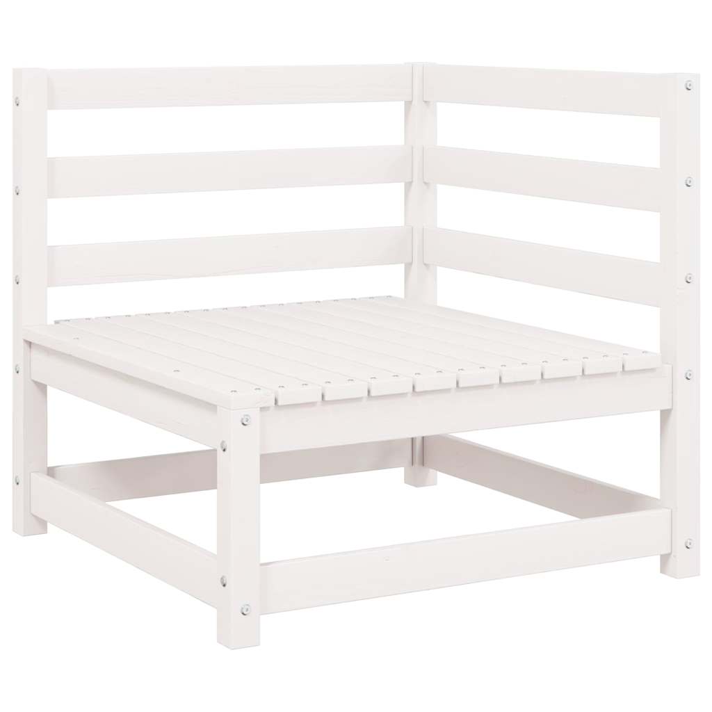 Garden Corner Sofa White Solid Pinewood