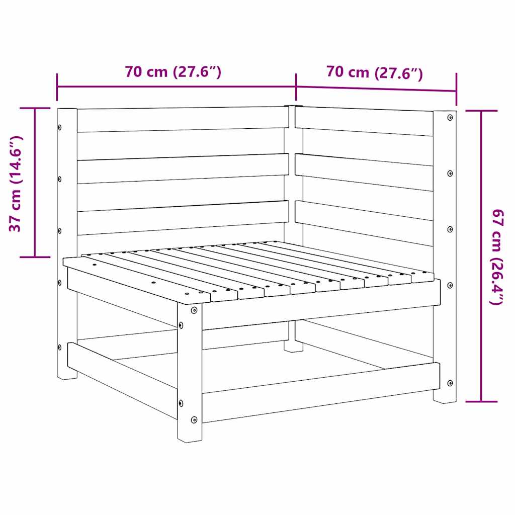 Garden Corner Sofa White Solid Pinewood