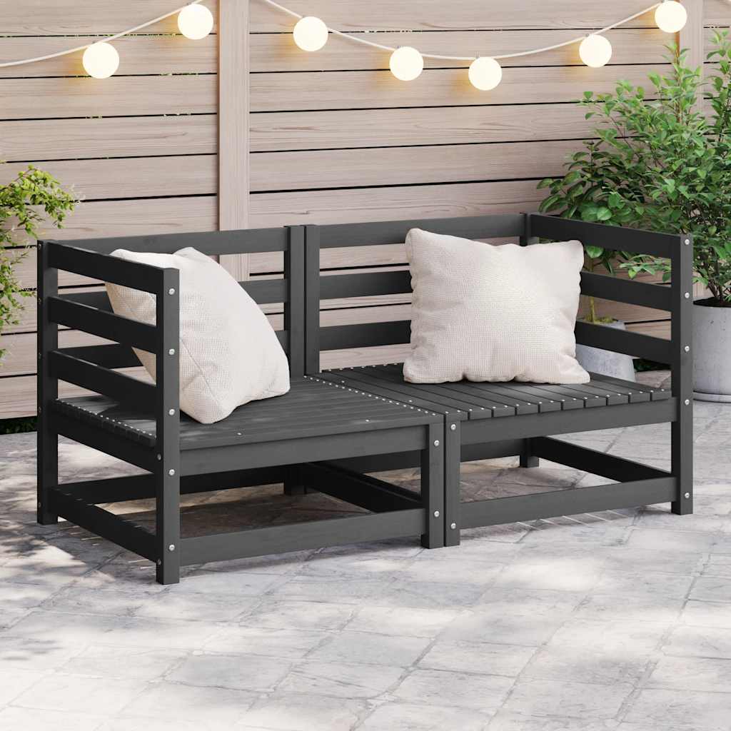 Garden Corner Sofas 2 pcs Grey Solid Pinewood