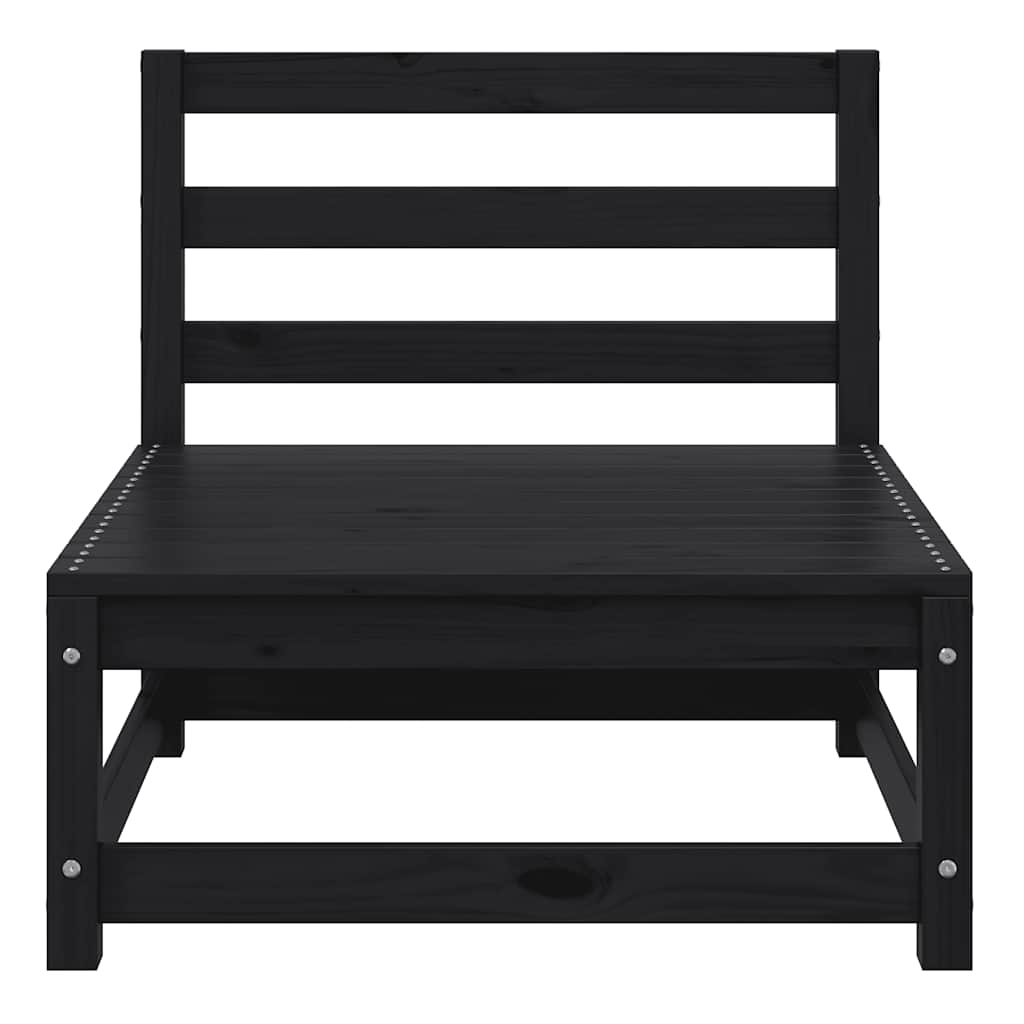 2 Piece Garden Lounge Set Black Solid Pinewood