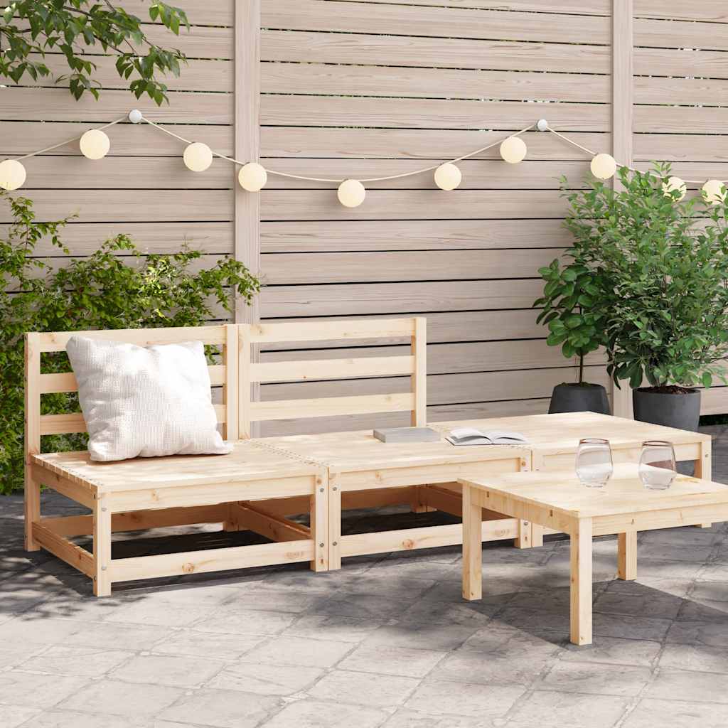 3 Piece Garden Lounge Set Solid Pinewood