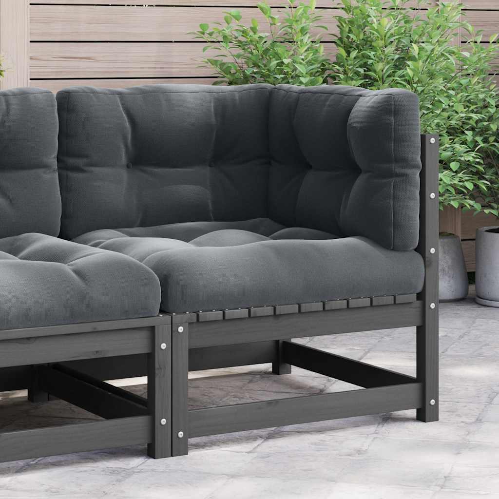 Garden Corner Sofa with Anthracite Cushions Solid Pinewood