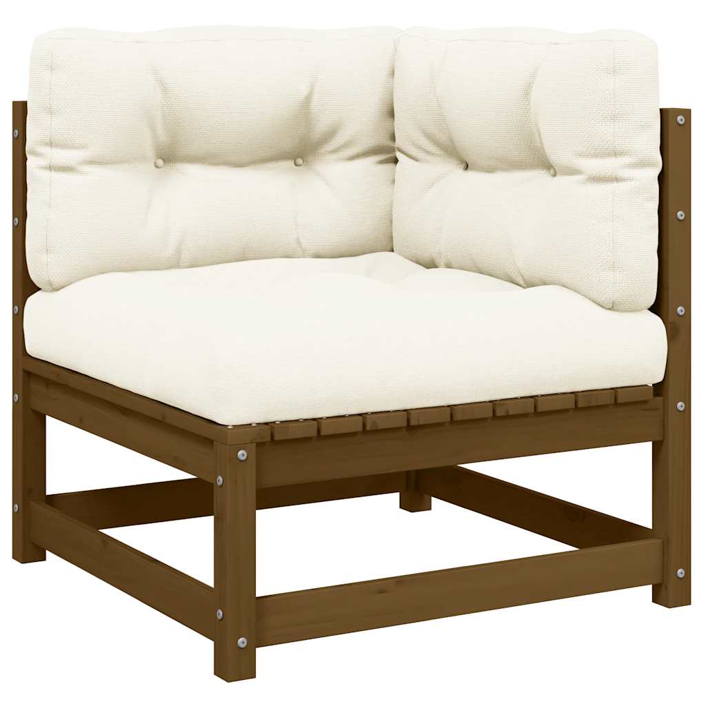 Garden Corner Sofa with Cream Cushions Solid Pinewood