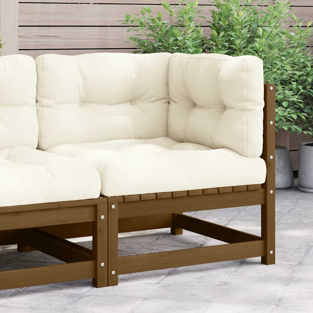 Garden Corner Sofa with Cream Cushions Solid Pinewood