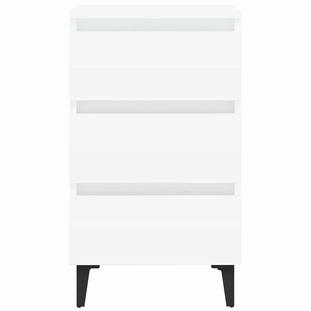 Bed Cabinet with Metal Legs 2 pcs White 40x35x69 cm