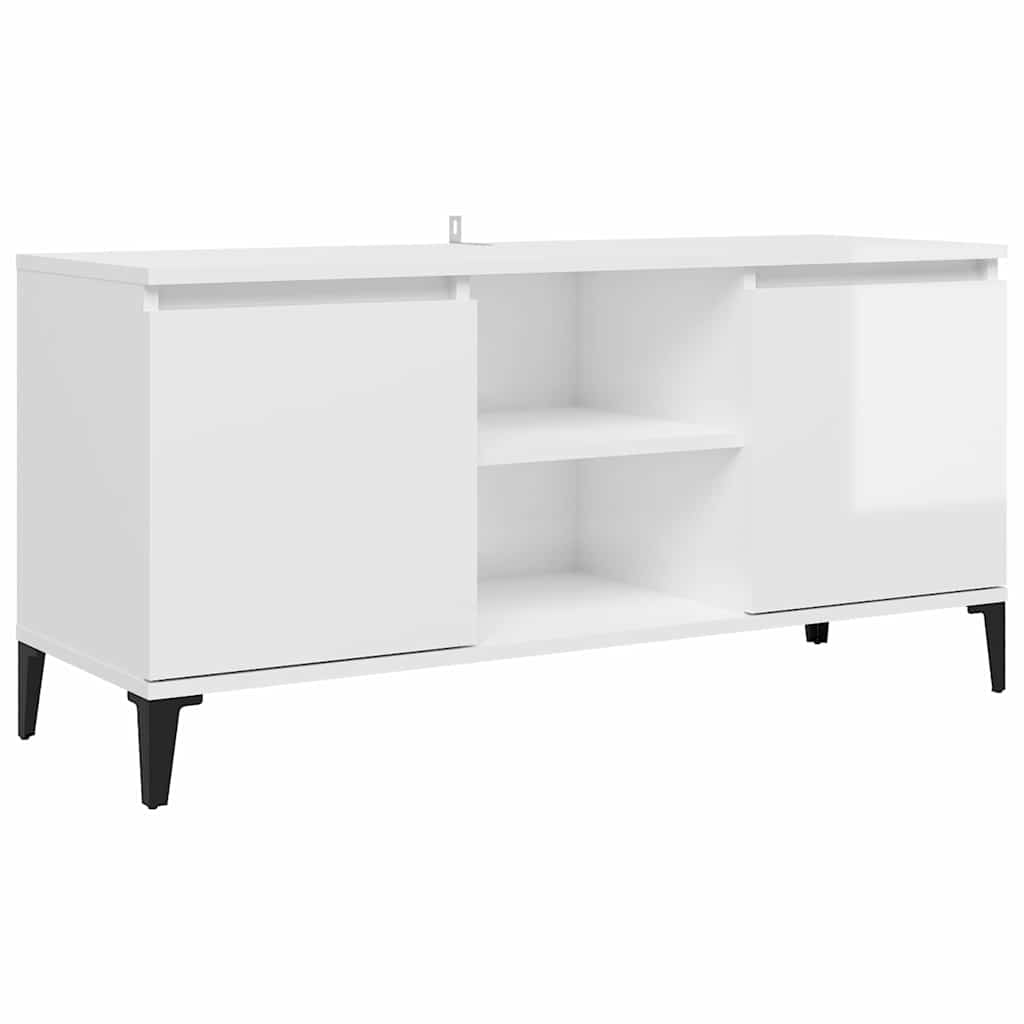 TV Cabinet with Metal Legs High Gloss White 103.5x35x50 cm