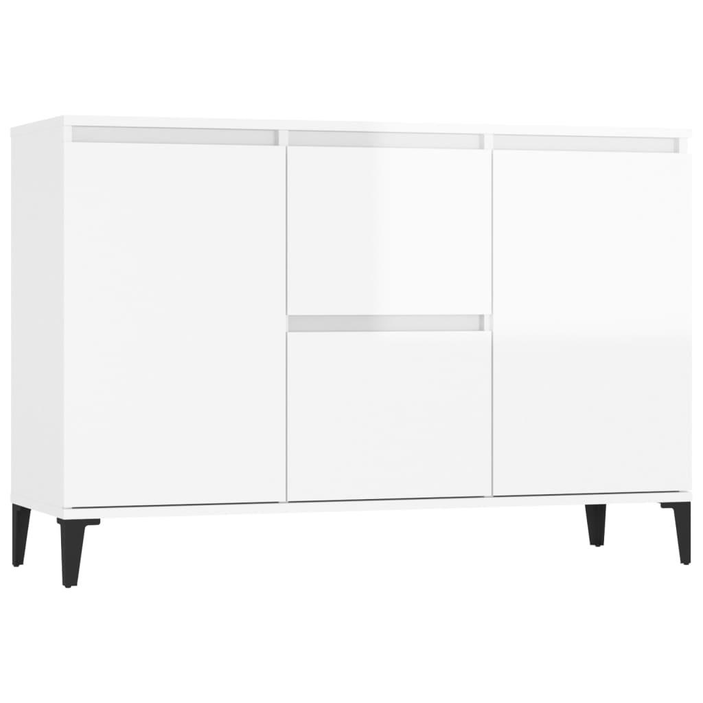 Sideboard High Gloss White 102x35x70 cm Engineered Wood