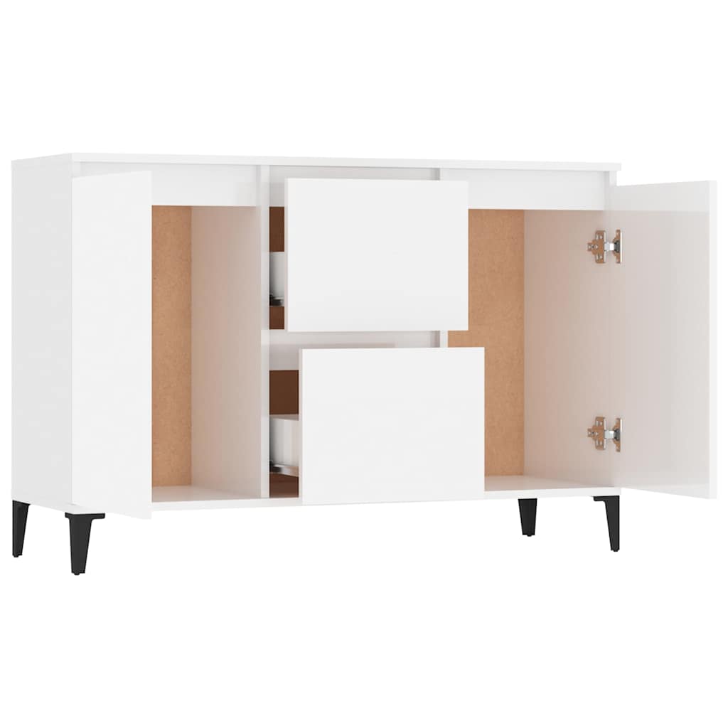 Sideboard High Gloss White 102x35x70 cm Engineered Wood