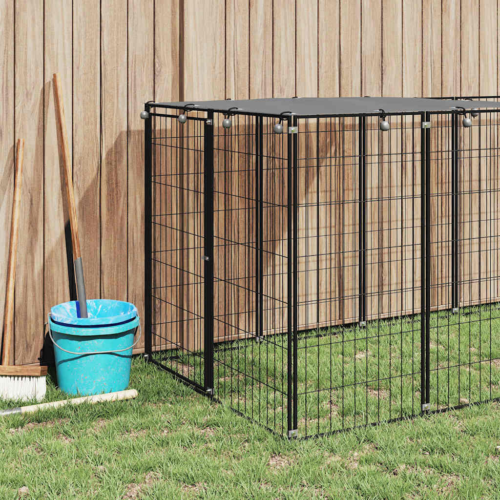Dog Kennel Black 330x110x110 cm Steel