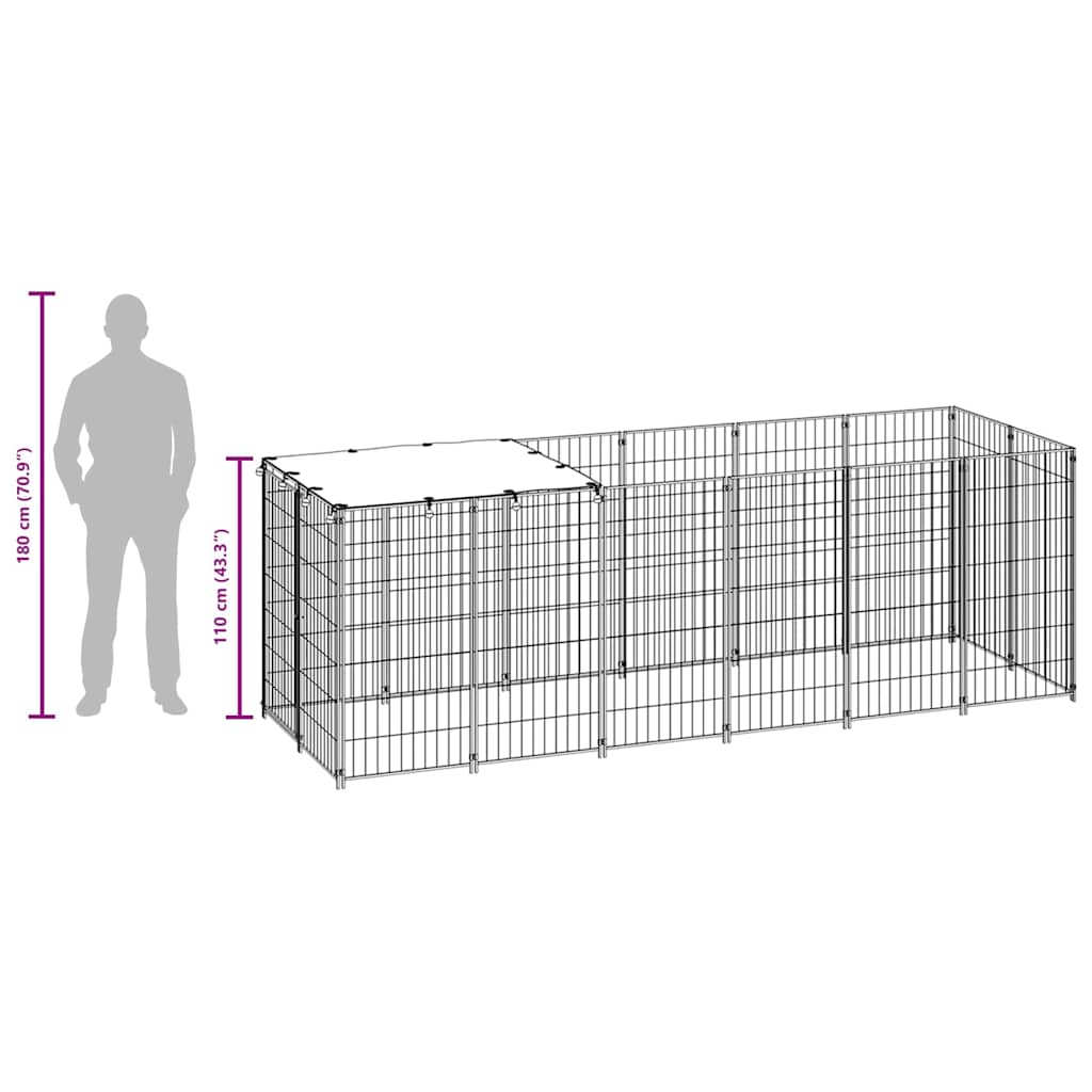 Dog Kennel Black 330x110x110 cm Steel