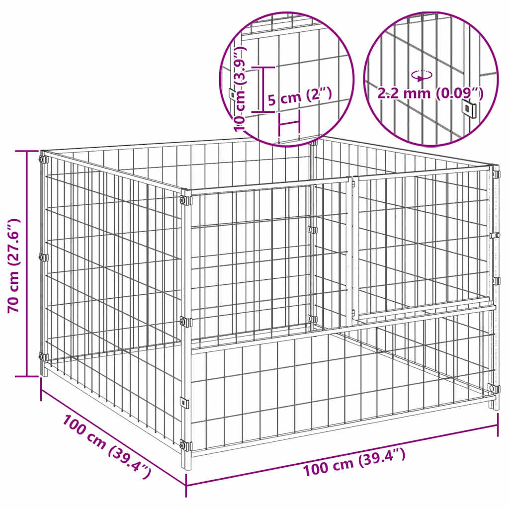 Dog Kennel Black 100x100x70 cm Steel