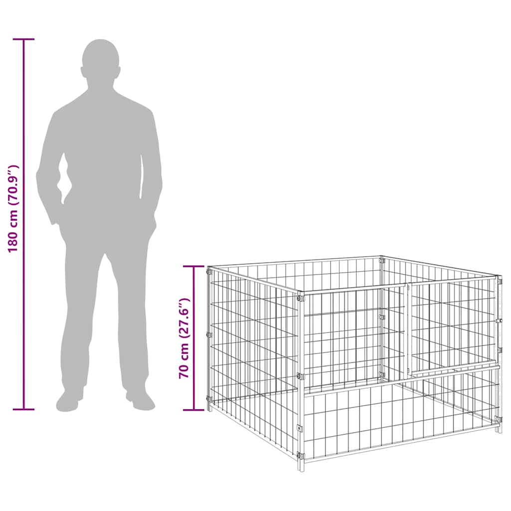 Dog Kennel Black 100x100x70 cm Steel