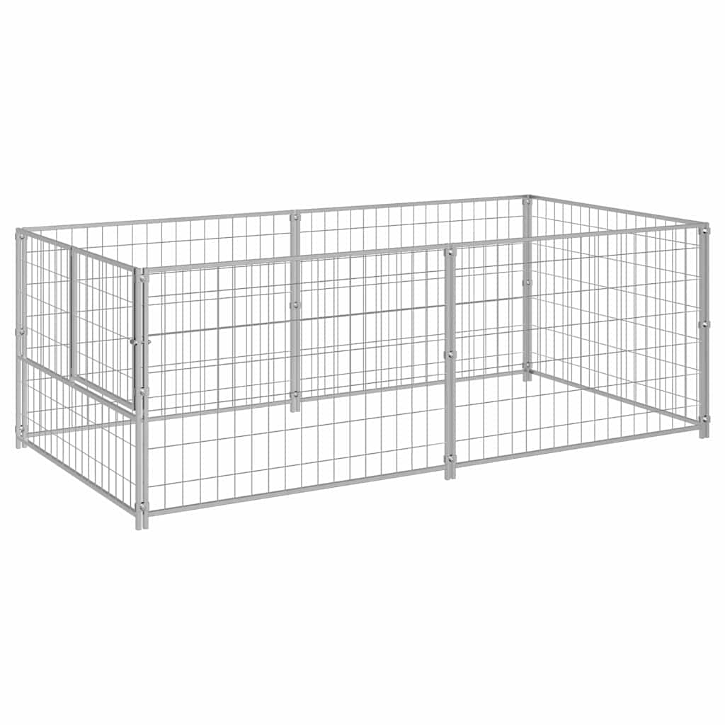 Dog Kennel Silver 200x100x70 cm Steel