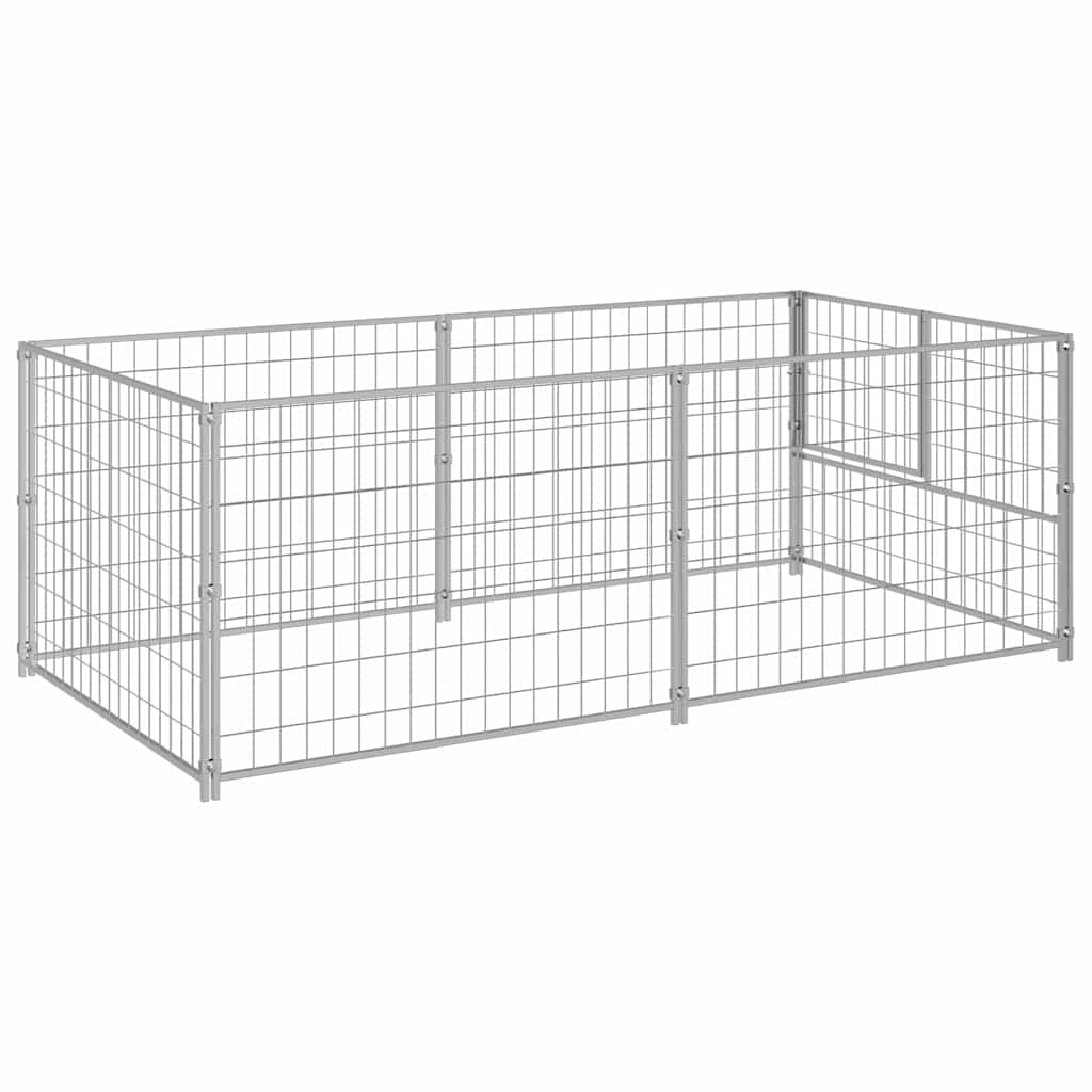Dog Kennel Silver 200x100x70 cm Steel