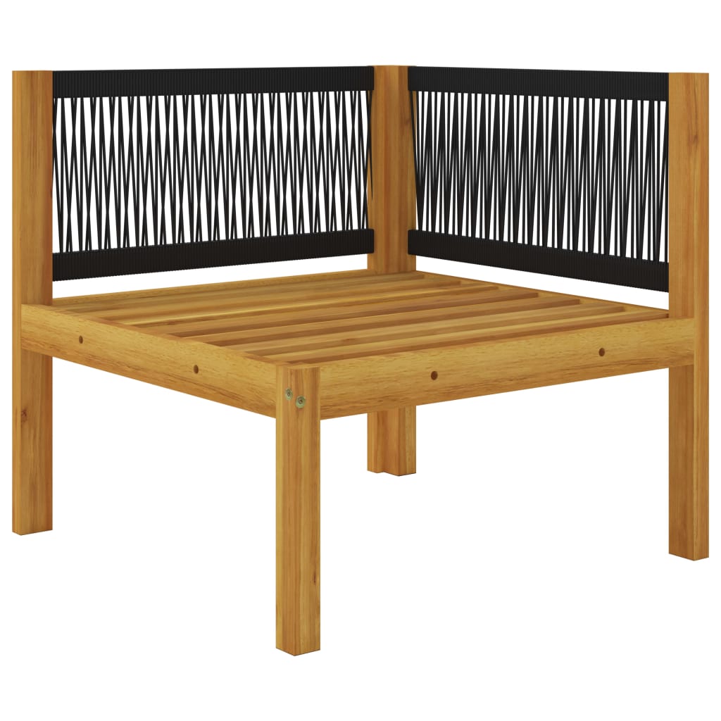 2-seater Garden Bench with Cushions Wood Acacia&Rope