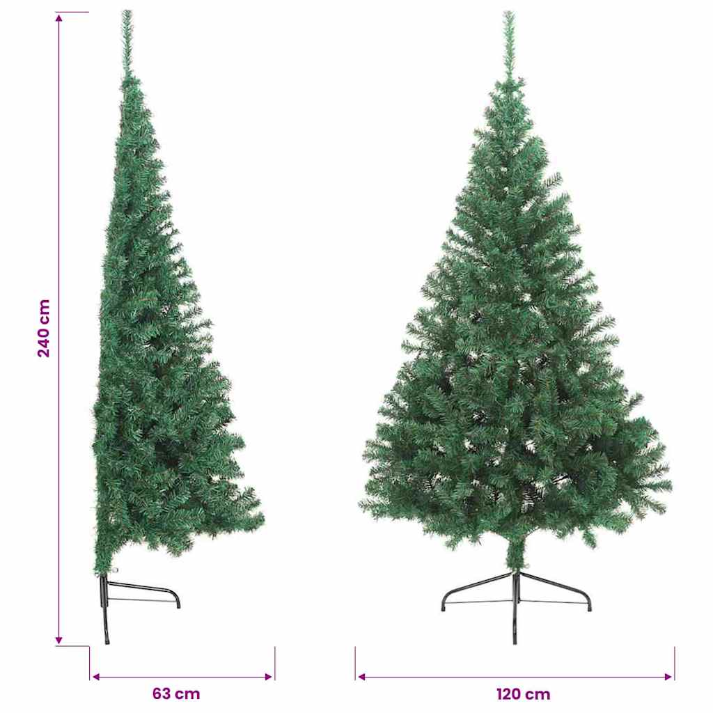Artificial Half Christmas Tree with Stand Green 240 cm PVC