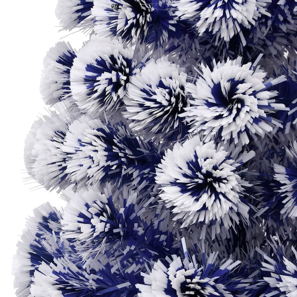 Artificial Pre-lit Christmas Tree White&Blue 180 cm Fibre Optic