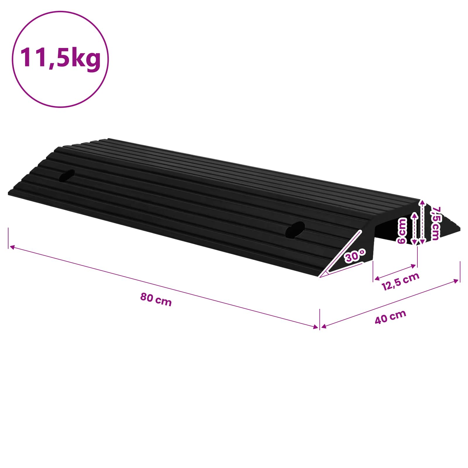 Bridge Threshold Ramp 80x40x8 cm Rubber