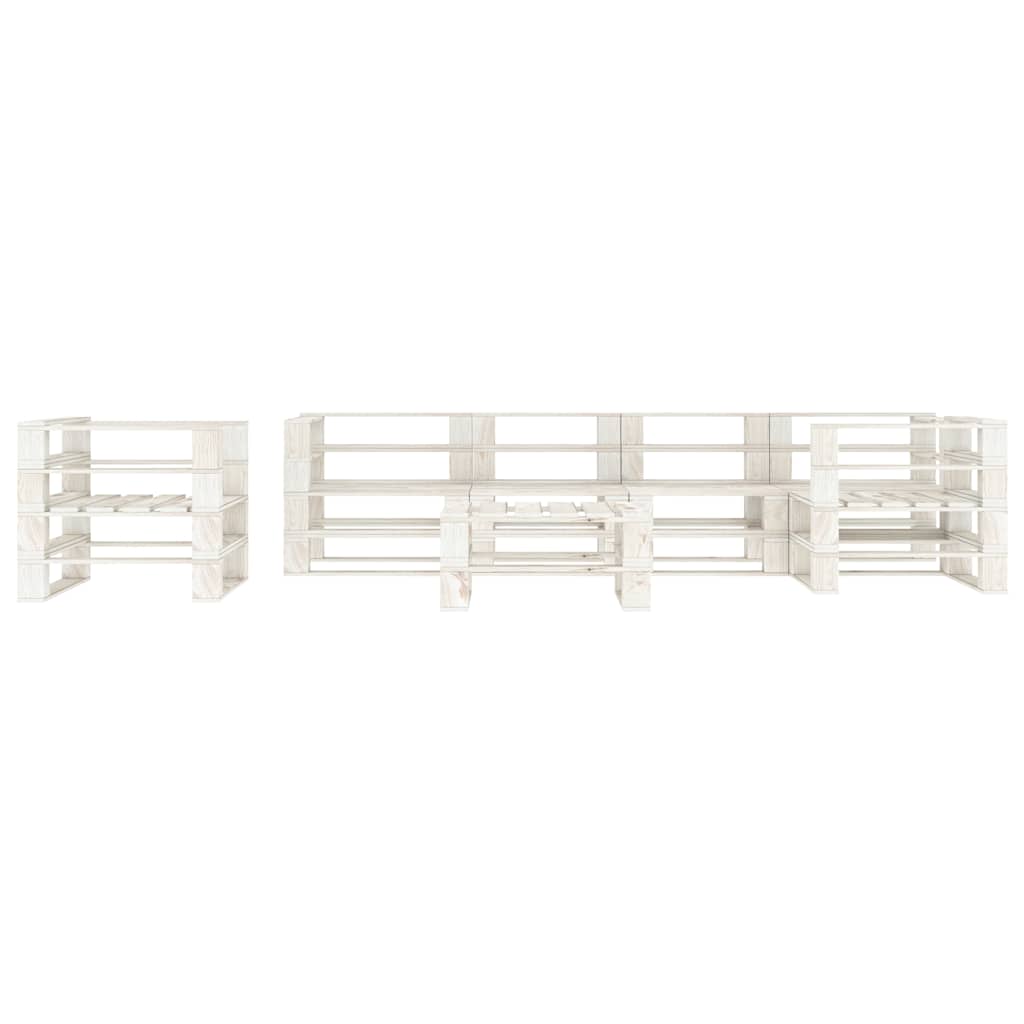 7 Piece Garden Pallet Lounge Set Wood White